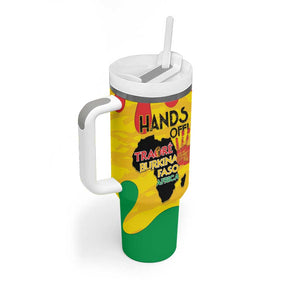 Hands Off Traore Burkina Faso Africa Tumbler With Handle Military Pattern