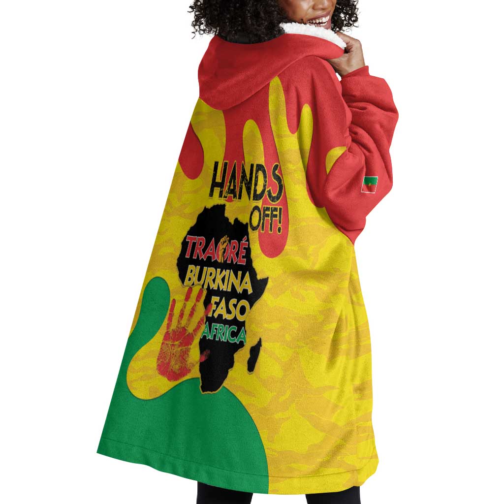 Hands Off Traore Burkina Faso Africa Wearable Blanket Hoodie Military Pattern