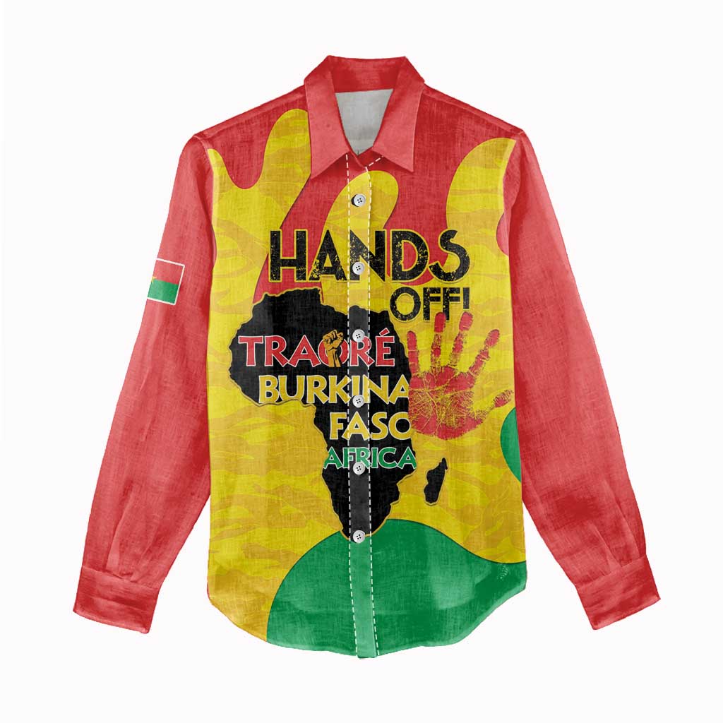 Hands Off Traore Burkina Faso Africa Women Casual Shirt Military Pattern