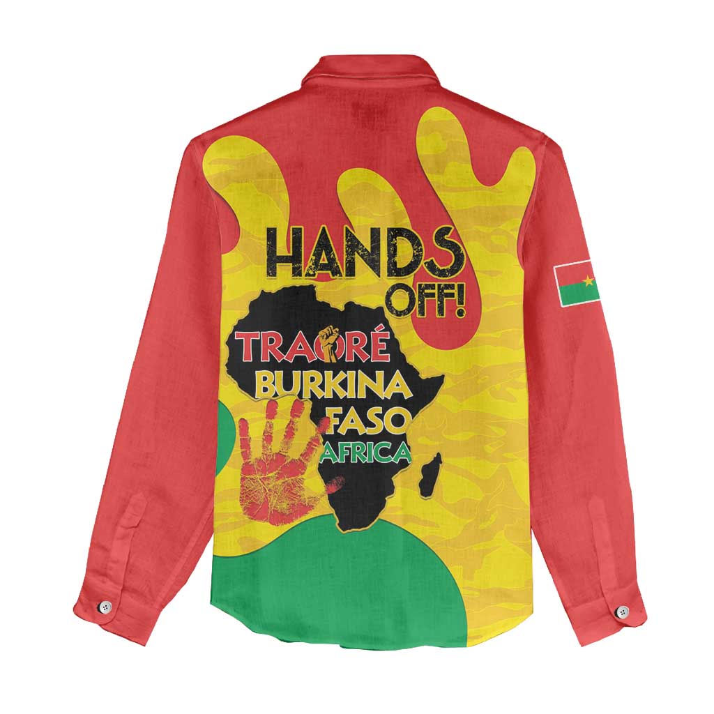Hands Off Traore Burkina Faso Africa Women Casual Shirt Military Pattern