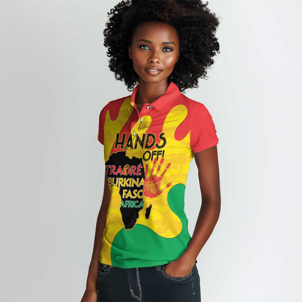 Hands Off Traore Burkina Faso Africa Women Polo Shirt Military Pattern