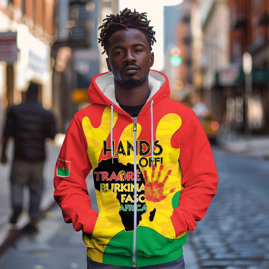 Hands Off Traore Burkina Faso Africa Zip Hoodie Military Pattern