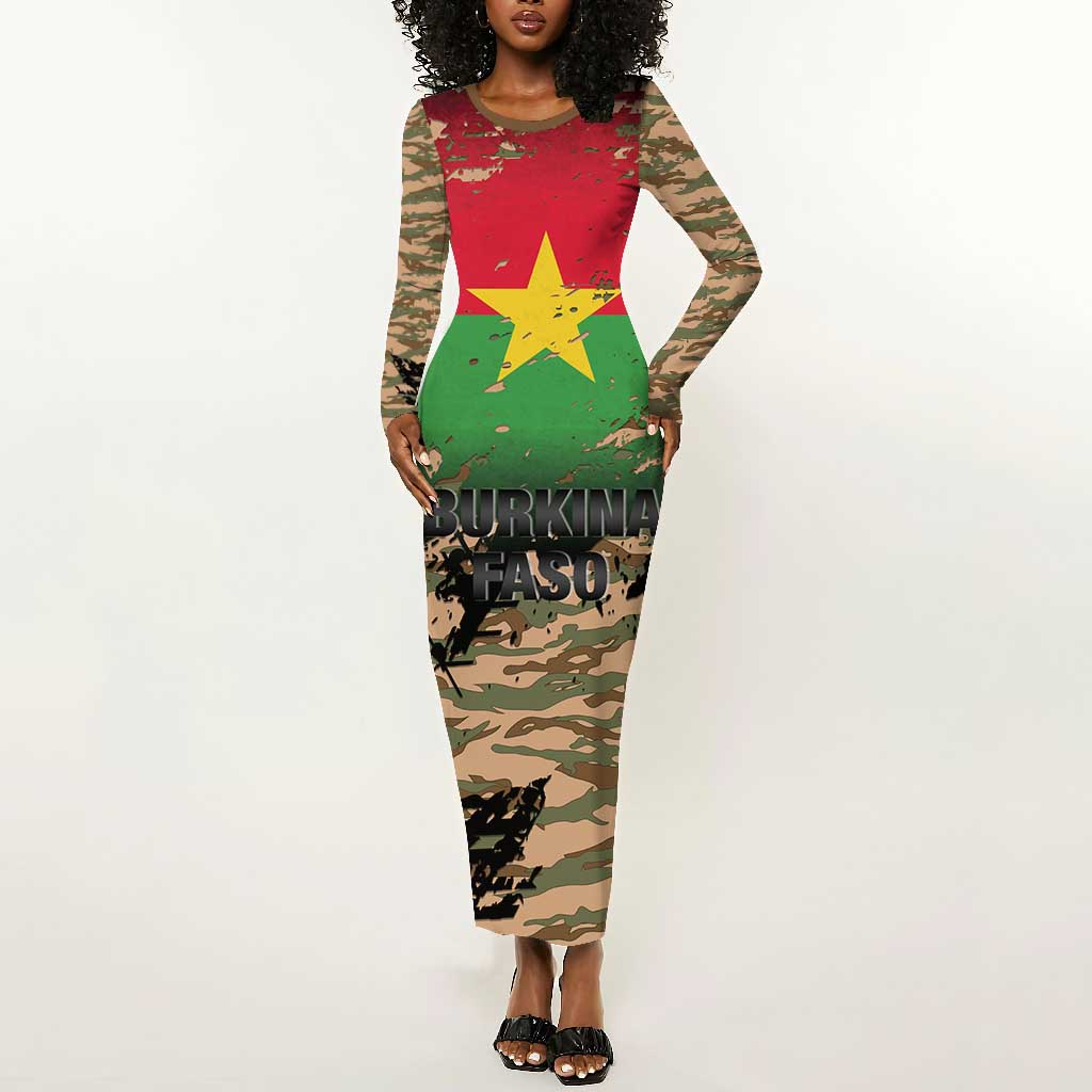 Bravo Caption Traore! Viva Burkina Faso Nation! Long Sleeve Bodycon Dress LT15