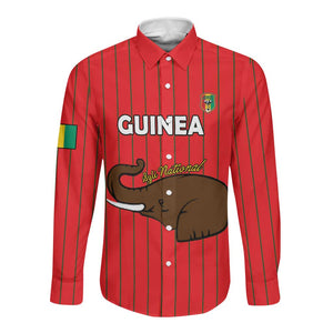 Guinea Football Custom Long Sleeve Button Shirt Allez Syli National - African Pride