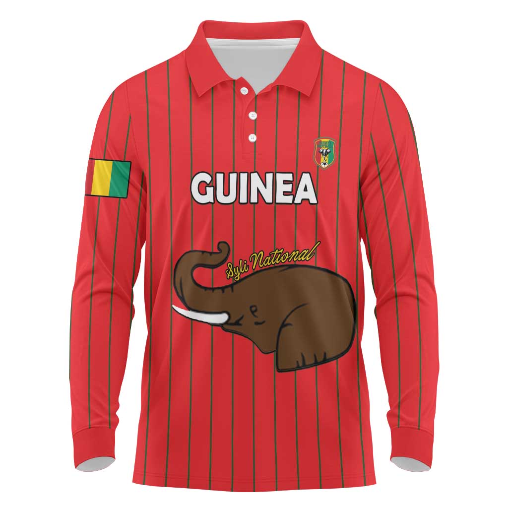 Guinea Football Custom Long Sleeve Polo Shirt Allez Syli National - African Pride