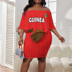 Guinea Football Custom Off Shoulder Short Dress Allez Syli National - African Pride