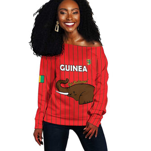 Guinea Football Custom Off Shoulder Sweater Allez Syli National - African Pride
