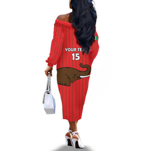 Guinea Football Custom Off The Shoulder Long Sleeve Dress Allez Syli National - African Pride