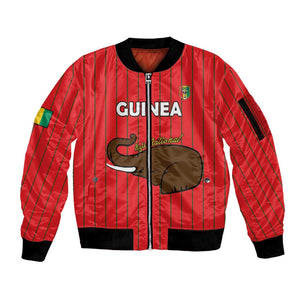 Guinea Football Custom Sleeve Zip Bomber Jacket Allez Syli National - African Pride