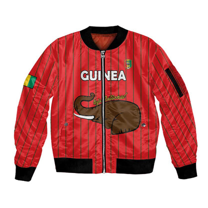 Guinea Football Custom Sleeve Zip Bomber Jacket Allez Syli National - African Pride