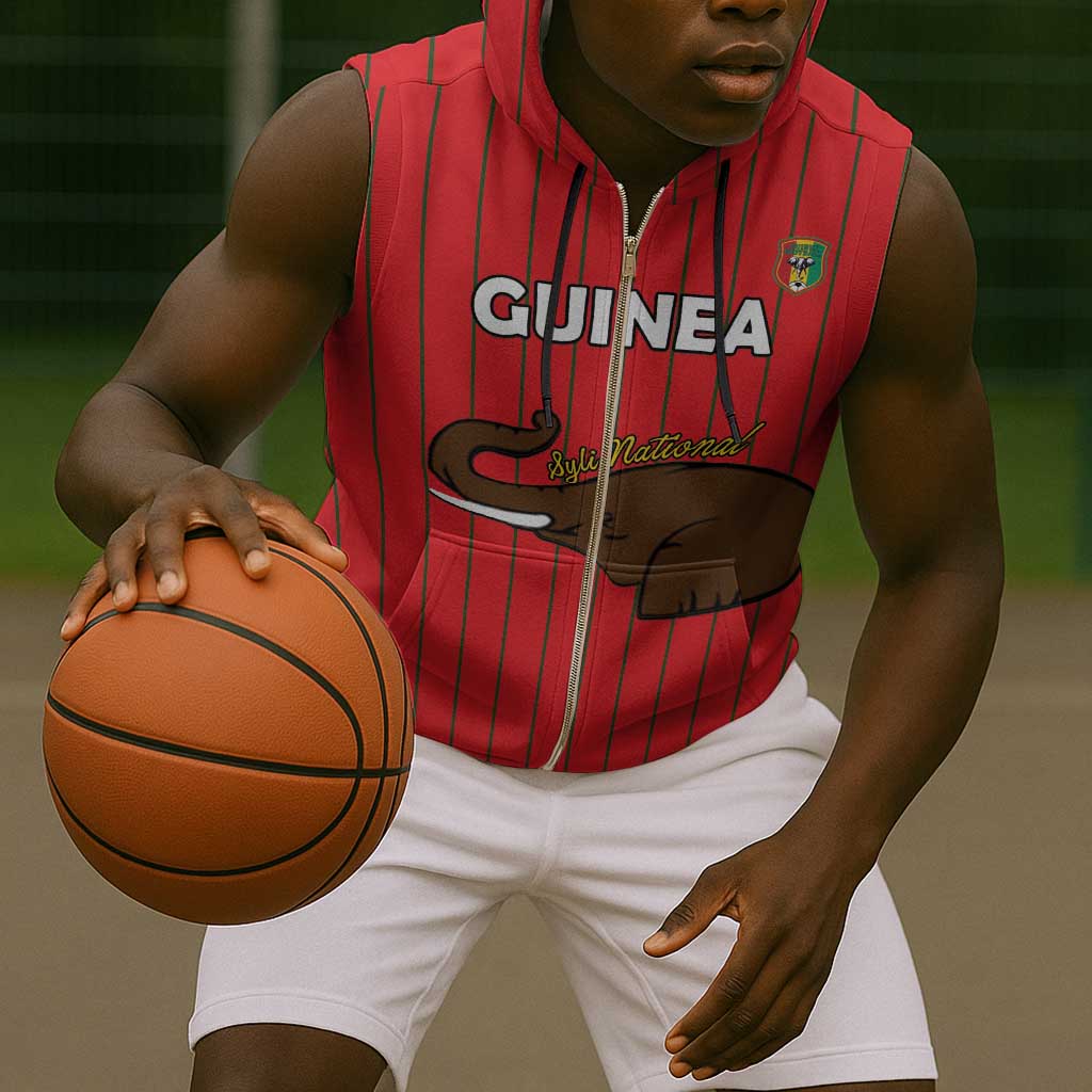Guinea Football Custom Sleeveless Zip Hoodie Allez Syli National - African Pride
