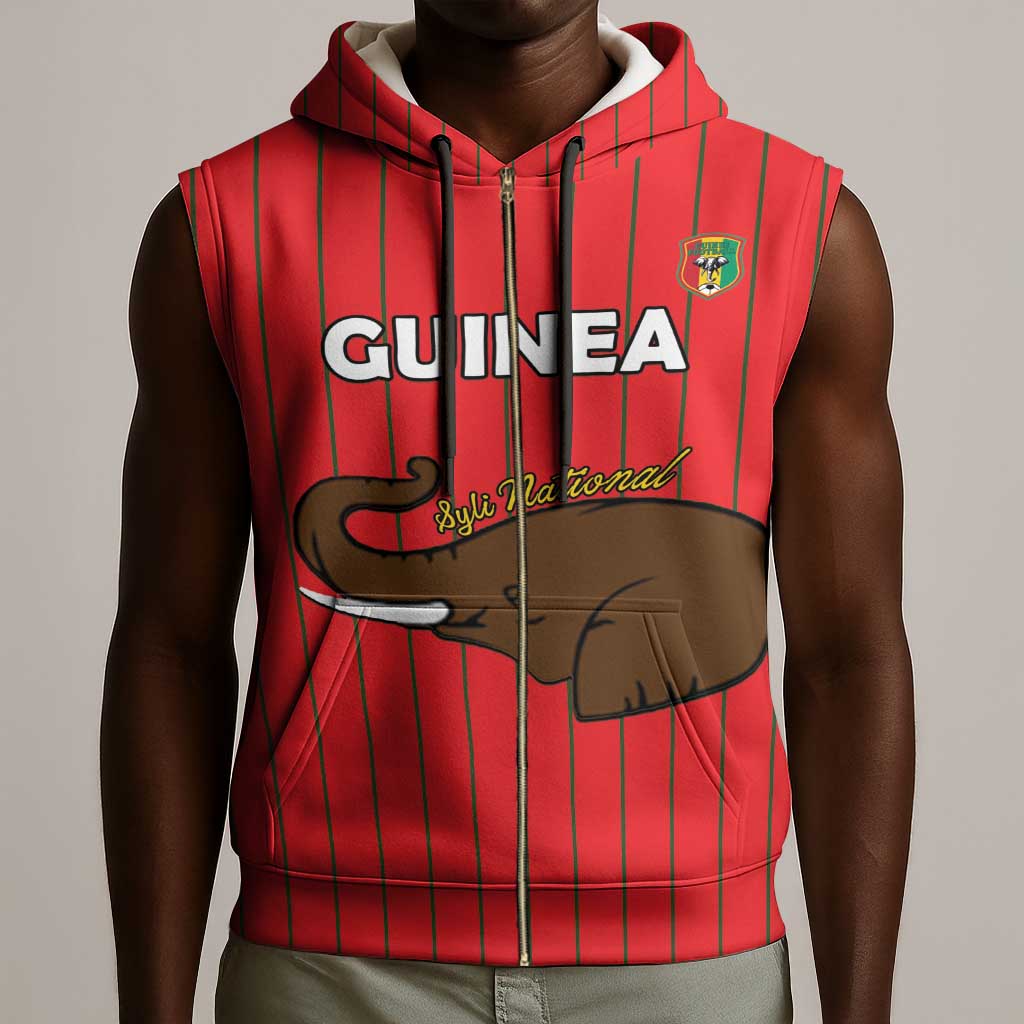 Guinea Football Custom Sleeveless Zip Hoodie Allez Syli National - African Pride
