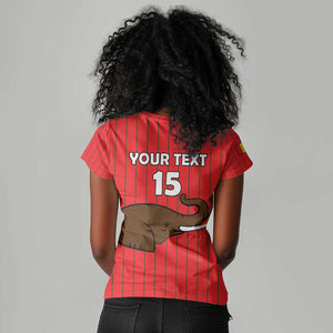 Guinea Football Custom Women V-Neck T-Shirt Allez Syli National - African Pride