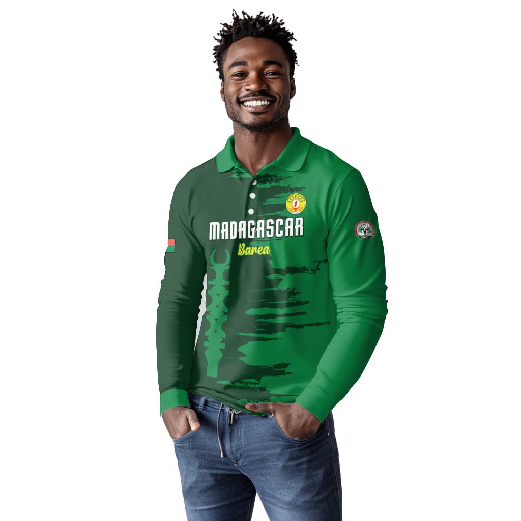 Madagascar Football Custom Long Sleeve Polo Shirt Go Champions - African Pride