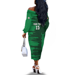 Madagascar Football Custom Off The Shoulder Long Sleeve Dress Go Champions - African Pride