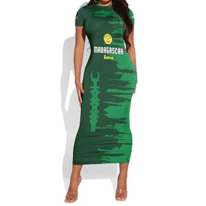 Madagascar Football Custom Short Sleeve Bodycon Dress Go Champions - African Pride