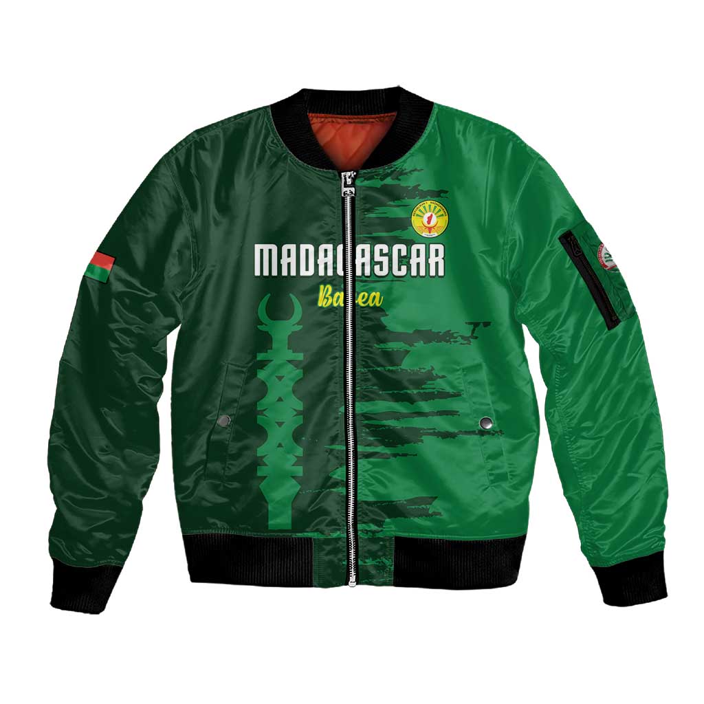 Madagascar Football Custom Sleeve Zip Bomber Jacket Go Champions - African Pride