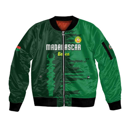 Madagascar Football Custom Sleeve Zip Bomber Jacket Go Champions - African Pride