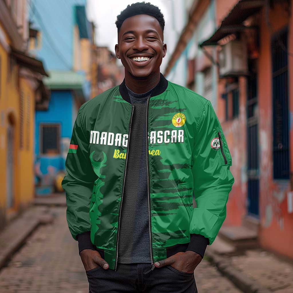 Madagascar Football Custom Sleeve Zip Bomber Jacket Go Champions - African Pride