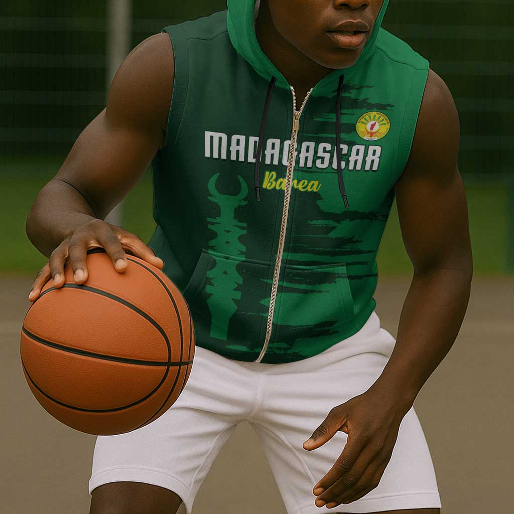 Madagascar Football Custom Sleeveless Zip Hoodie Go Champions - African Pride