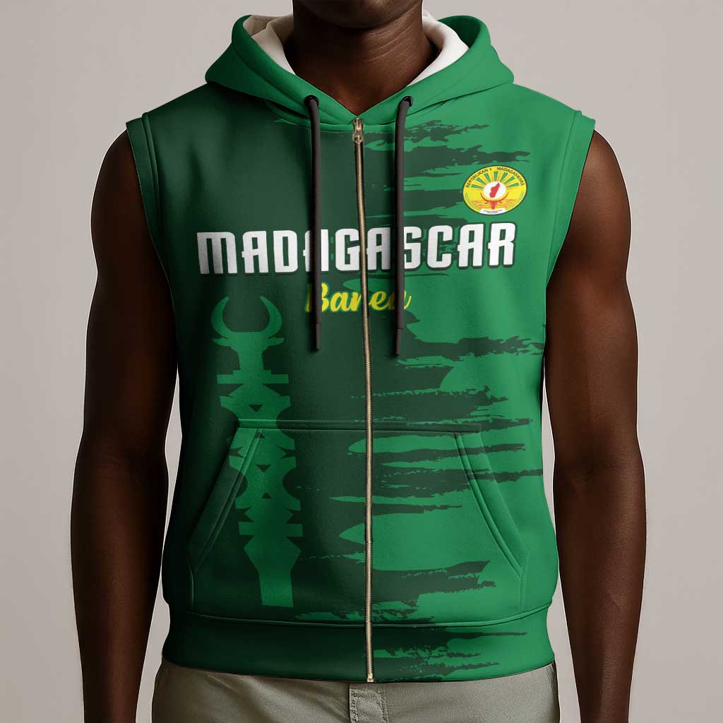 Madagascar Football Custom Sleeveless Zip Hoodie Go Champions - African Pride