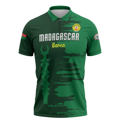 Custom Madagascar Football Zipper Polo Shirt Go Barea