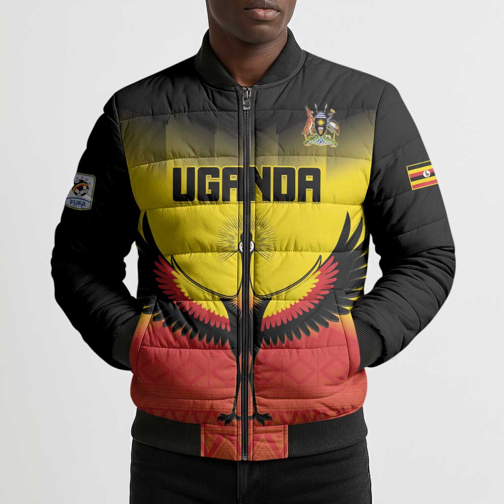 Custom Uganda Football Bomber Puffer Jacket Go Cranes Go