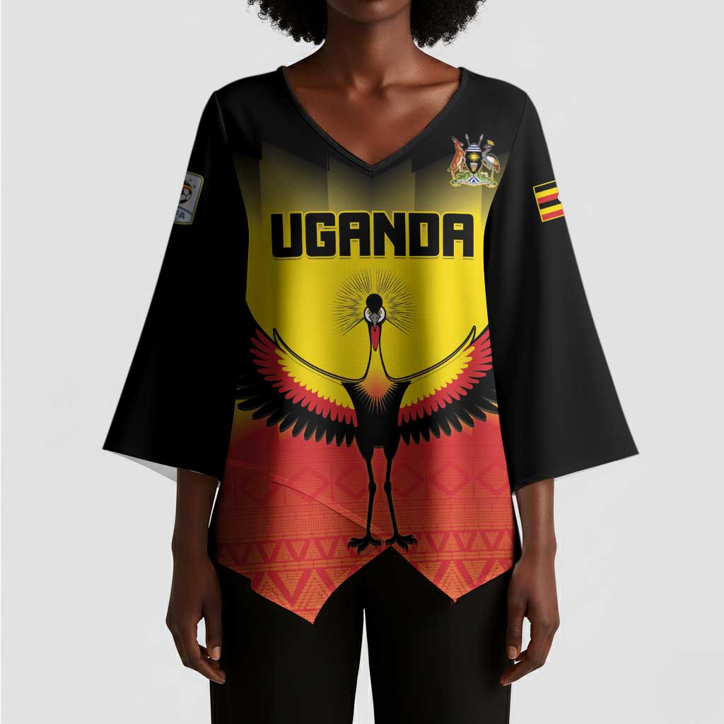 Custom Uganda Football Kimono Sleeve Blouse Go Cranes Go
