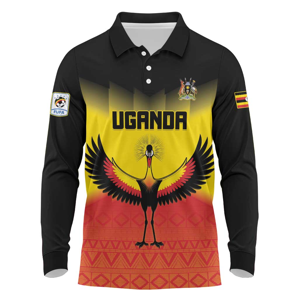 Uganda Football Custom Long Sleeve Polo Shirt Go Champions - African Pride