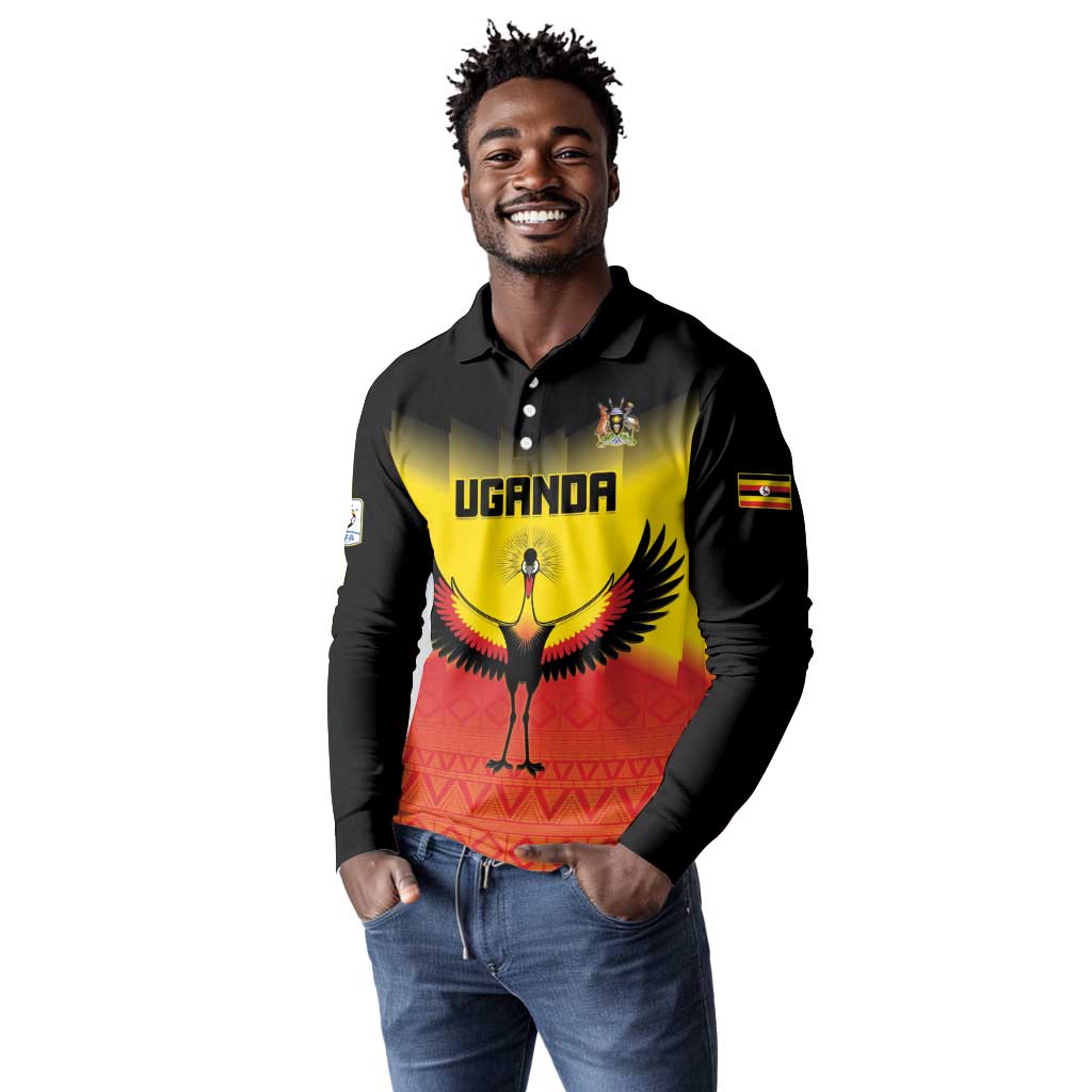 Uganda Football Custom Long Sleeve Polo Shirt Go Champions - African Pride