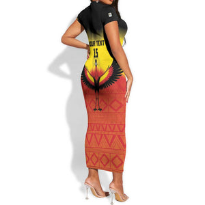 Uganda Football Custom Short Sleeve Bodycon Dress Go Champions - African Pride