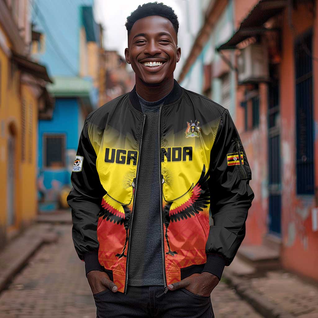 Uganda Football Custom Sleeve Zip Bomber Jacket Go Champions - African Pride