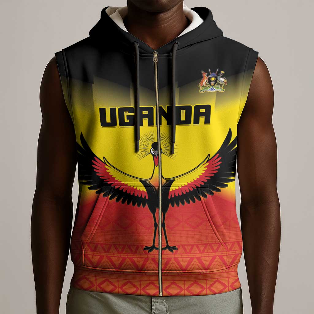 Uganda Football Custom Sleeveless Zip Hoodie Go Champions - African Pride