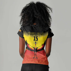 Uganda Football Custom Women V-Neck T-Shirt Go Champions - African Pride