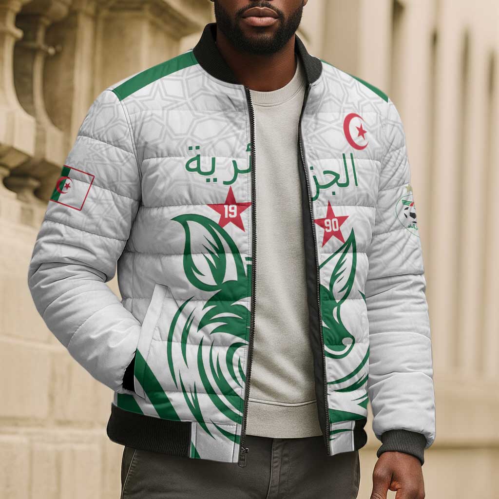Custom Algeria Football Bomber Puffer Jacket Go Fennecs Go