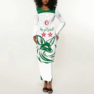 Algeria Football Custom Long Sleeve Bodycon Dress Go Champions - African Pride