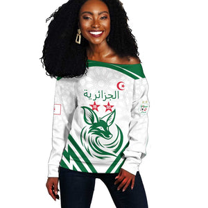 Algeria Football Custom Off Shoulder Sweater Go Champions - African Pride