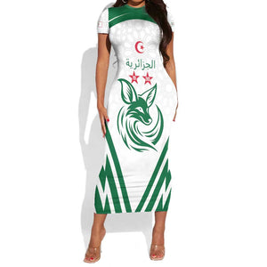 Algeria Football Custom Short Sleeve Bodycon Dress Go Champions - African Pride