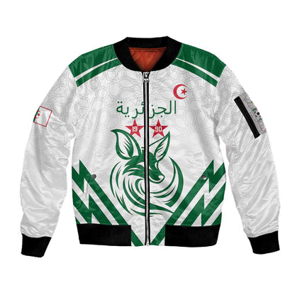 Algeria Football Custom Sleeve Zip Bomber Jacket Go Champions - African Pride
