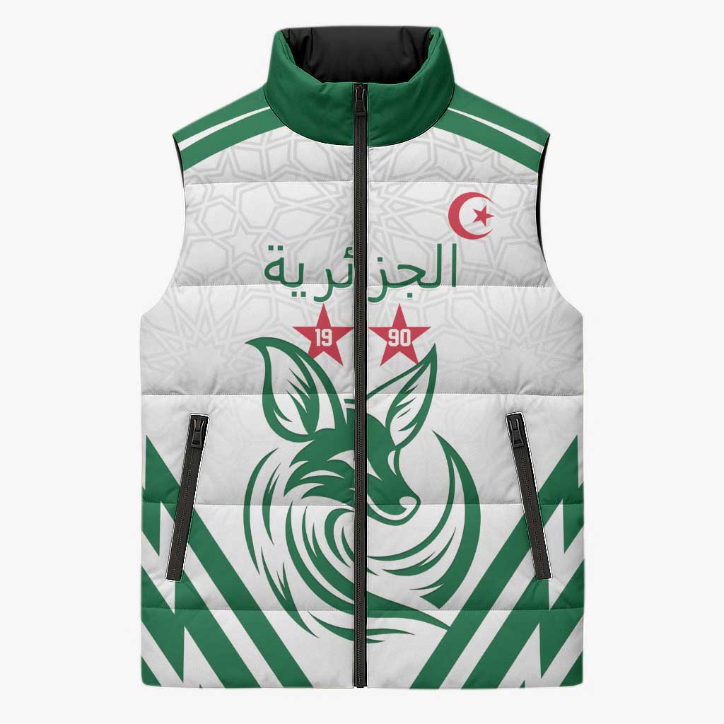 Custom Algeria Football Sleeveless Puffer Jacket Go Fennecs Go