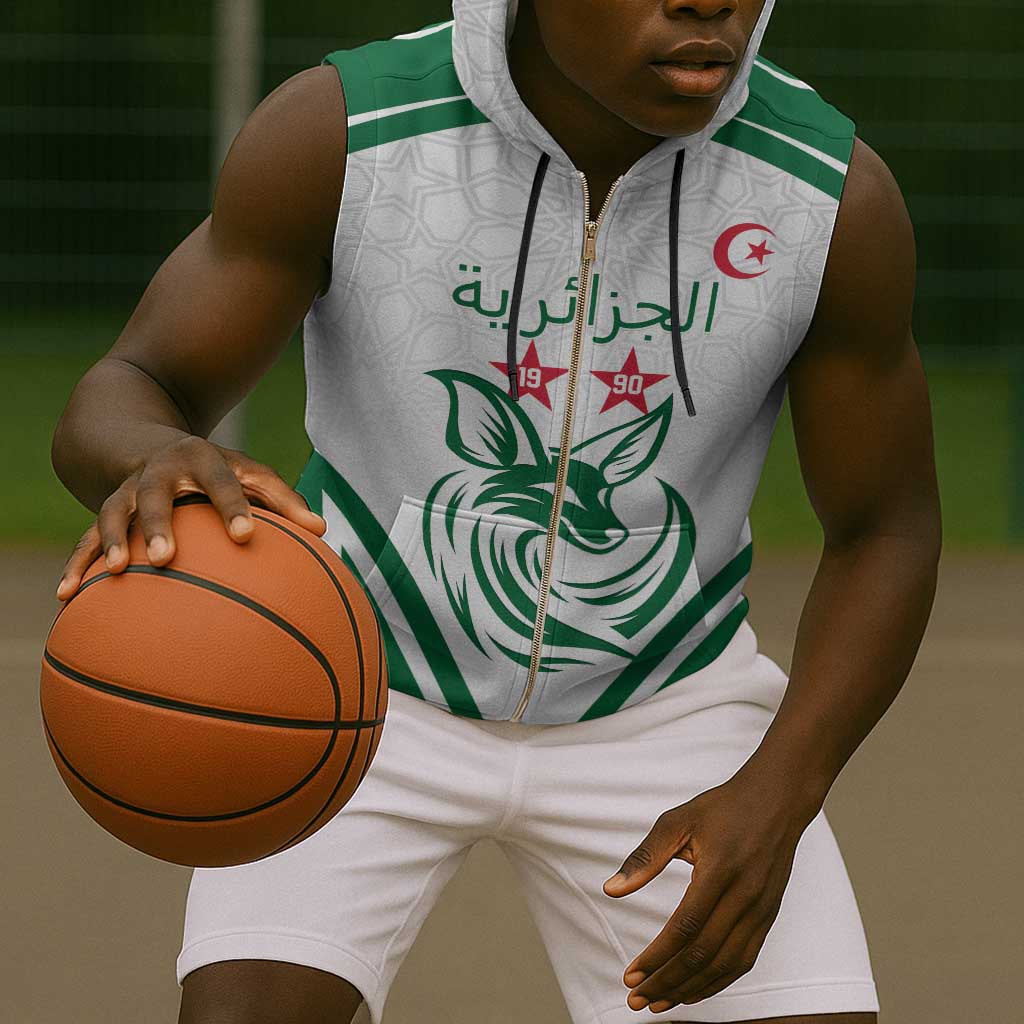 Algeria Football Custom Sleeveless Zip Hoodie Go Champions - African Pride