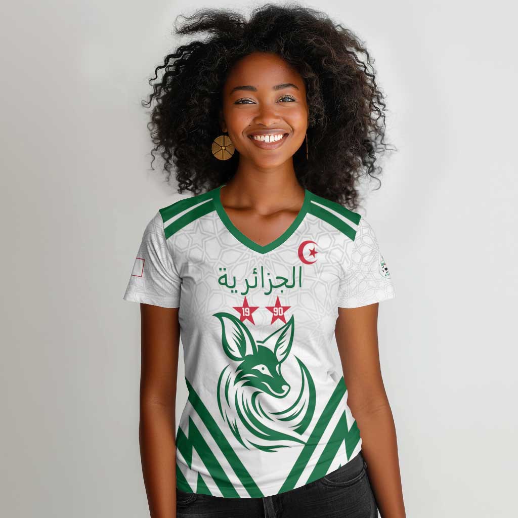 Algeria Football Custom Women V-Neck T-Shirt Go Champions - African Pride