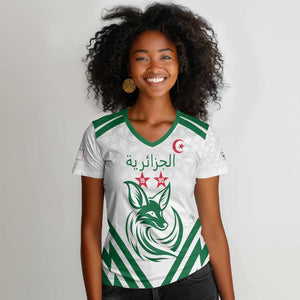 Algeria Football Custom Women V-Neck T-Shirt Go Champions - African Pride