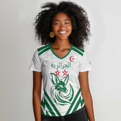 Algeria Football Custom Women V-Neck T-Shirt Go Champions - African Pride