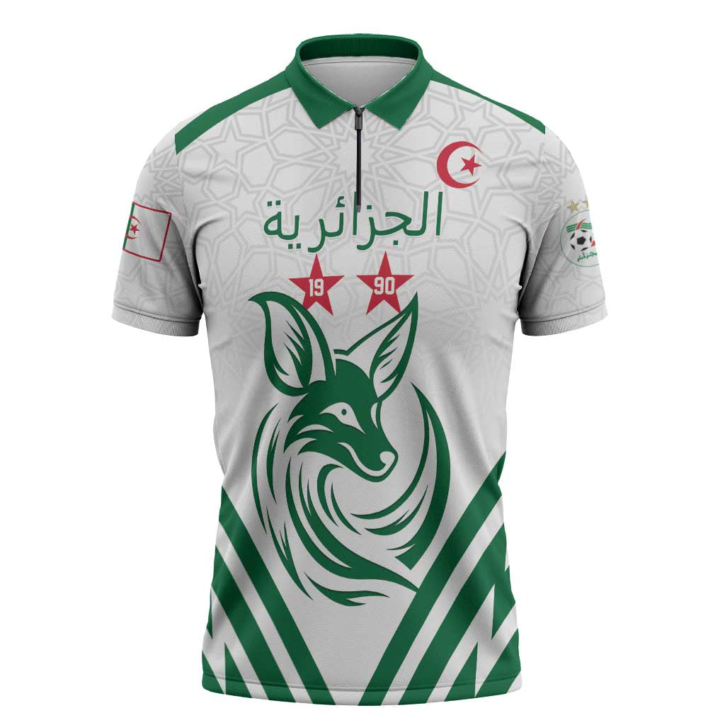 Custom Algeria Football Zipper Polo Shirt Go Fennecs Go