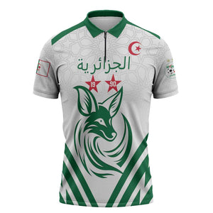 Custom Algeria Football Zipper Polo Shirt Go Fennecs Go