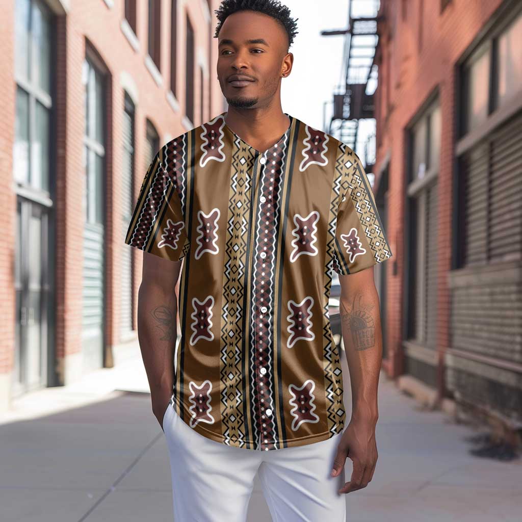 Mali Mud Cloth Baseball Jersey Traditional Bologan Pattern - African Pride