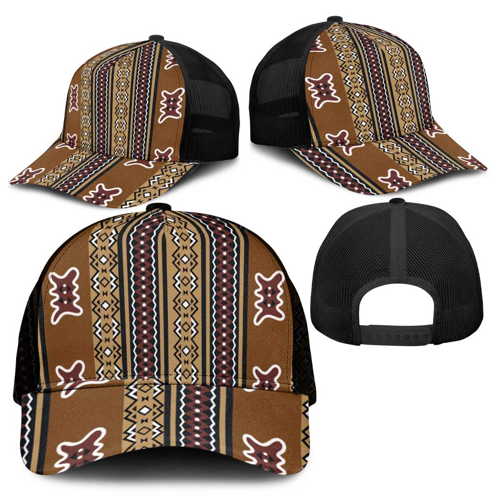 Mali Mud Cloth Baseball Net Cap Traditional Bologan Pattern - African Pride