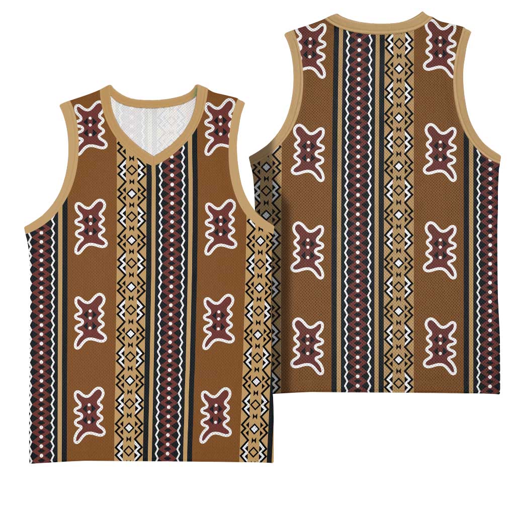 Mali Mud Cloth Basketball Jersey Traditional Bologan Pattern - African Pride