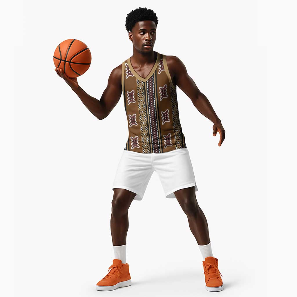 Mali Mud Cloth Basketball Jersey Traditional Bologan Pattern - African Pride